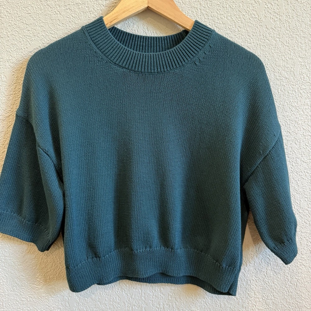 Banana Republic Women's Dark Green Pullover Cropped Knit Sweater Size S